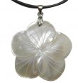 30mm White MOP Hibiscus Flower w/ 2.0mm leather cord 17'
